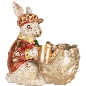 Clayre & Eef Lapin déco Beige Rouge Or...