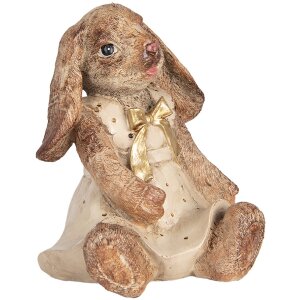 Clayre & Eef Lapin déco Polyrésine Marron Beige Or 16x14x18 cm