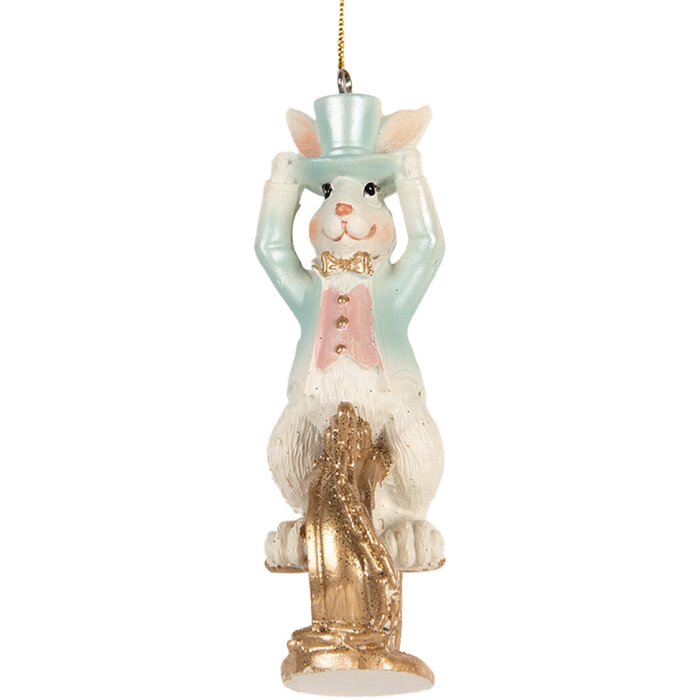 Clayre & Eef 6PR5711 Décoration pendentif lapin suspendu 4x4x10 cm