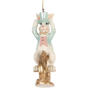 Clayre & Eef 6PR5711 Décoration pendentif lapin suspendu 4x4x10 cm