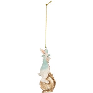 Clayre & Eef 6PR5711 Décoration pendentif lapin suspendu 4x4x10 cm