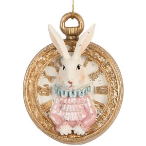 Clayre & Eef Pendentif Lapin blanc or 6x3x7 cm...