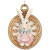 Clayre & Eef Pendentif Lapin blanc or 6x3x7 cm Décoration style maison de campagne