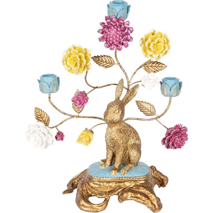 Clayre & Eef 6PR5086 Chandelier Lapin Doré Rose 30x16x37 cm