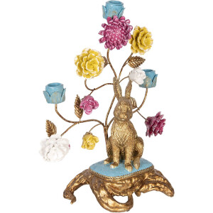 Clayre & Eef 6PR5086 Chandelier Lapin Doré Rose 30x16x37 cm