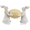 Clayre & Eef Bol décoratif avec couvercle Lapin avec œuf de Pâques Blanc Jaune 29x10x18 cm