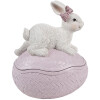 Clayre & Eef Bol décoratif avec couvercle Lapin sur œuf de Pâques rose 9x13x16 cm