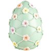 Clayre & Eef Oeuf déco Vert Blanc Ø 16x21 cm Polyrésine Fleurs Perles