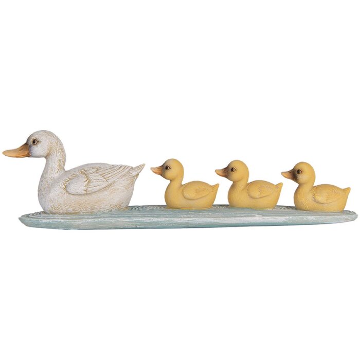 Clayre & Eef 6PR5472 Décoration Canards Blancs Jaunes 26x6x7 cm style rustique