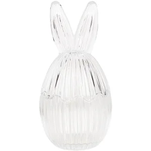 Clayre & Eef 6GL4917 Bocal à provisions avec couvercle Lapin de Pâques Verre Ø 9 cm H 17 cm