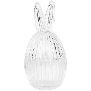 Clayre & Eef 6GL4917 Bocal à provisions avec couvercle Lapin de Pâques Verre Ø 9 cm H 17 cm