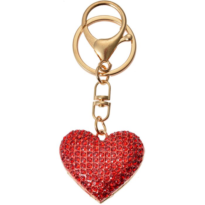 Juleeze JZKC0203 Porte-clés cœur rouge strass or 4x2x4 cm