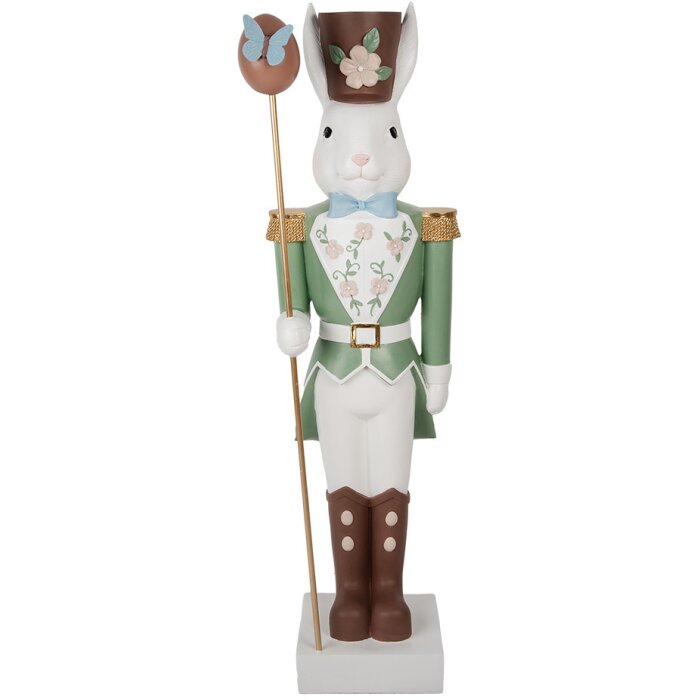 Clayre & Eef Lapin déco style campagnard 96 cm blanc vert oxyde de magnésium