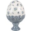 Clayre & Eef 6CE2038 Œuf décoratif en céramique blanc bleu Ø 12x19 cm style antique