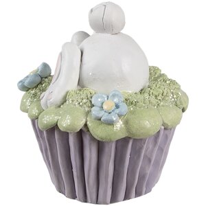 Clayre & Eef 6PR5169 Lapin décoratif Blanc Violet Vert Ø11x12cm Polyrésine