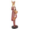 Clayre & Eef Lapin décoratif 48 cm Beige Rouge Décoration de Pâques Polyrésine Style rustique