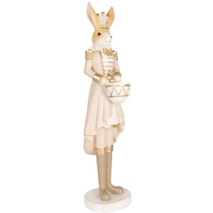 Clayre & Eef 6PR5468 Décoration lapin beige or 13x12x47 cm style rustique