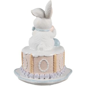 Clayre & Eef Lapin déco Ø 12x17 cm blanc rose style campagne Polyrésine