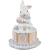 Clayre & Eef Lapin déco Ø 12x17 cm blanc rose style campagne Polyrésine