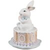 Clayre & Eef Lapin déco Ø 12x17 cm blanc rose style campagne Polyrésine