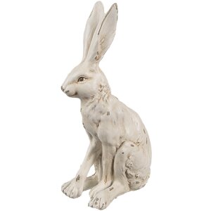 Clayre & Eef Lapin décoratif blanc aspect antique 8x5x13 cm Polyrésine Vintage