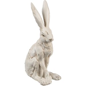 Clayre & Eef Lapin décoratif blanc aspect antique 8x5x13 cm Polyrésine Vintage