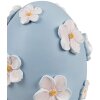 Clayre & Eef Œuf décoratif Ø 11x13 cm bleu avec fleurs blanches style campagnard