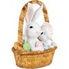 Clayre & Eef Déco Lapin dans un panier 17x13x20 cm blanc marron Pâques style campagnard