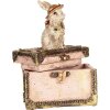 Clayre & Eef Boîte à décorer Figurine de lapin Polyrésine Beige Rose Or 12x8x16 cm