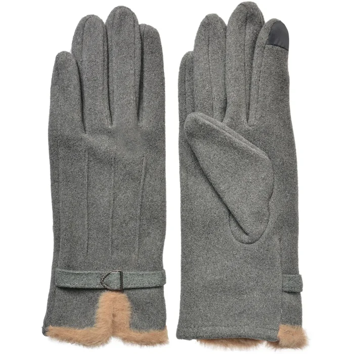 Juleeze JZGL0111G Gants dhiver Gris avec fourrure synthétique Écran tactile