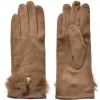 Juleeze JZGL0113CH Gants dhiver Marron avec fourrure et détail de perles