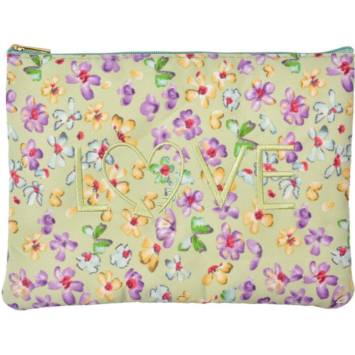 Juleeze JZTB0072 Trousse de toilette Vert avec motif floral et broderie dorée