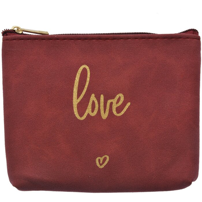 Juleeze JZTB0080BU Trousse de toilette Rouge 13x1x10cm Synthétique Or Inscription Love