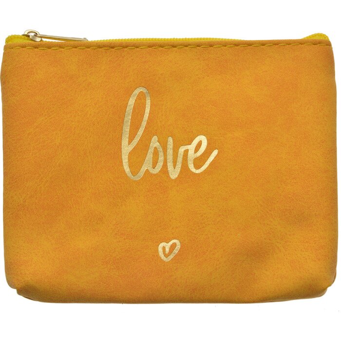 Juleeze JZTB0080Y Trousse de toilette Jaune 13x1x10 cm avec inscription Love dorée