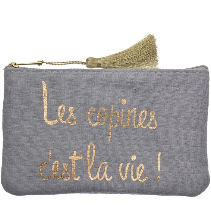 Juleeze JZTB0081BL Trousse de toilette 17x1x11 cm élégante gris or écriture