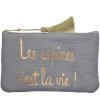 Juleeze JZTB0081BL Trousse de toilette 17x1x11 cm élégante gris or écriture