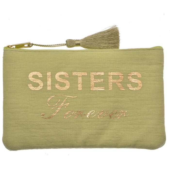 Juleeze JZTB0081GR Trousse de toilette Vert 17x1x11 cm avec broderie Sisters Forever