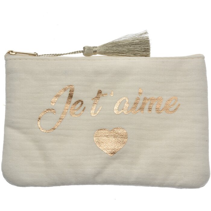 Juleeze JZTB0081W Trousse de toilette Blanc Pochette de toilette avec écriture dorée