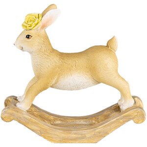 Clayre & Eef Lapin à bascule Figurine décorative brune 16x5x14 cm style rustique