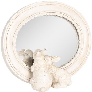 Clayre & Eef 62S329 Miroir de table Ovale Vintage Motif Lapin Beige 22x5x17 cm