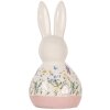 Clayre & Eef Lapin décoratif style campagne Figurine en céramique blanche rose 9x8x18 cm