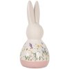 Clayre & Eef Lapin décoratif style campagne Figurine en céramique blanche rose 9x8x18 cm