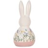 Clayre & Eef Lapin décoratif style campagne Figurine en céramique blanche rose 9x8x18 cm