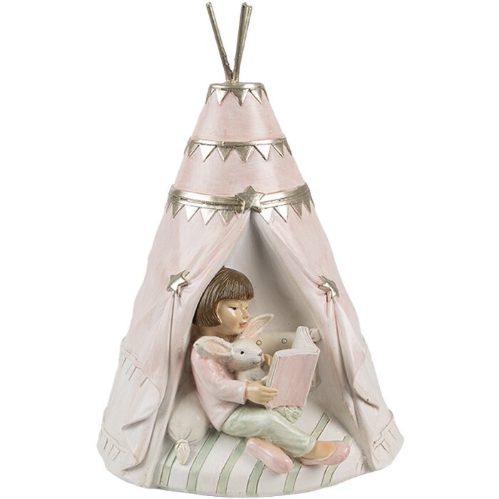 Clayre & Eef 6PR4423 Tirelire fille style campagnard Lapin Tipi 13x13x19 cm