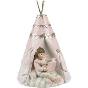 Clayre & Eef 6PR4423 Tirelire fille style campagnard Lapin Tipi 13x13x19 cm