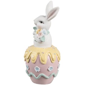 Clayre & Eef Lapin déco Blanc Rose Jaune...