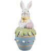 Clayre & Eef Figurine de Pâques lapin déco blanc bleu Ø 7x16 cm