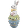 Clayre & Eef Figurine de Pâques lapin déco blanc bleu Ø 7x16 cm