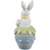 Clayre & Eef Figurine de Pâques lapin déco blanc bleu Ø 7x16 cm