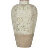 Clayre & Eef Vase Céramique Beige Vert Ø 24x38 cm style cottage